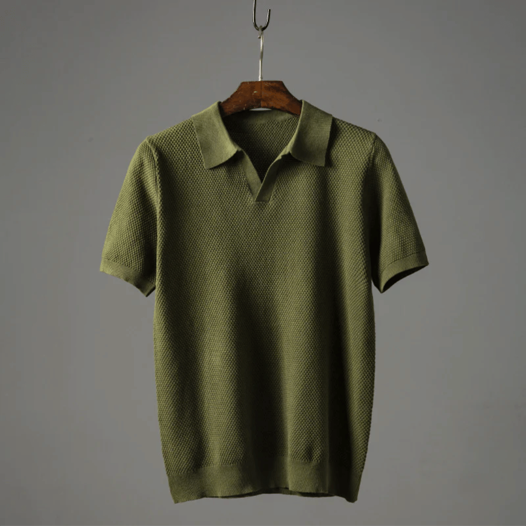 Bellivaro | Strikket Polo T-shirt til Mænd – Åndbar & Stilren Komfort