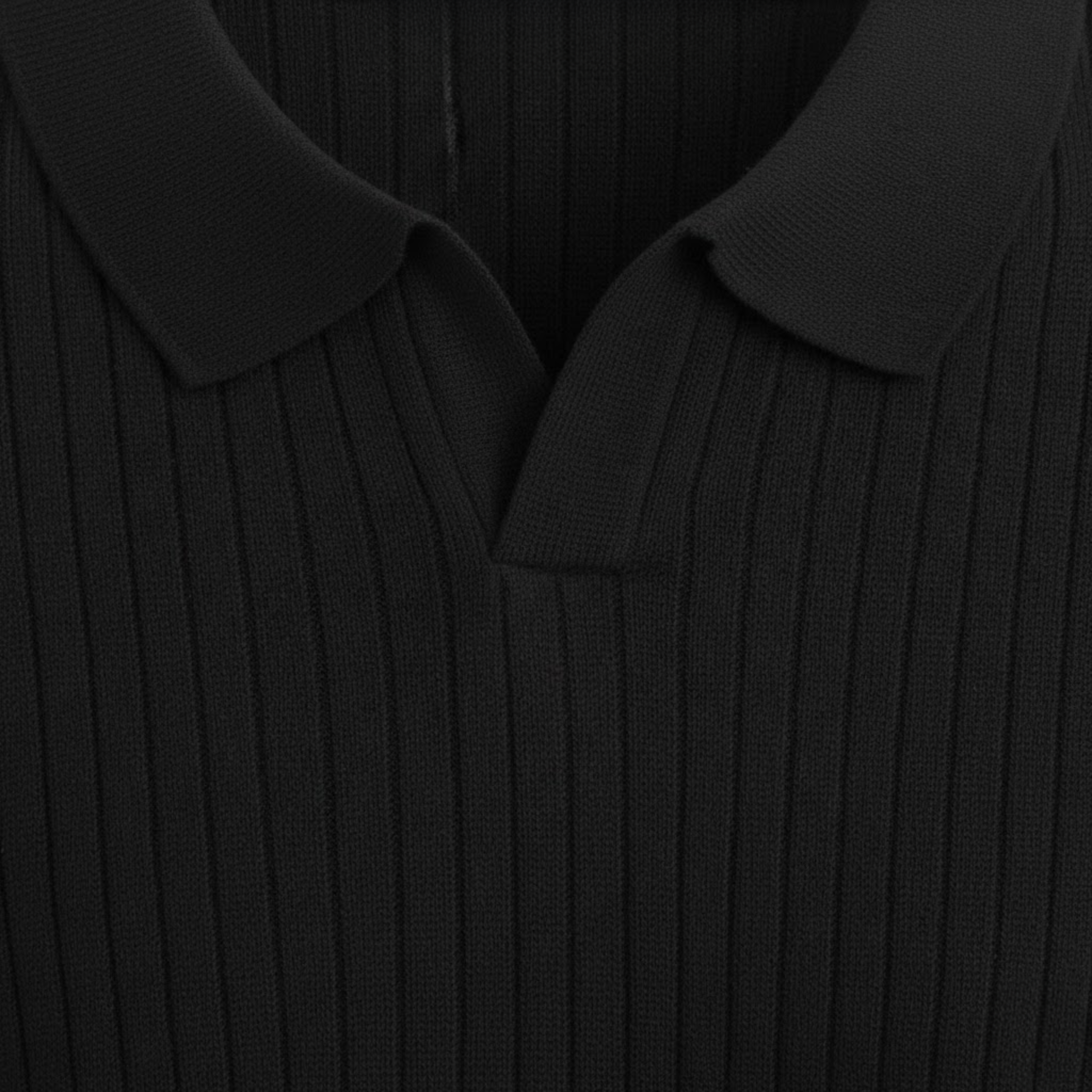 Ανδρικό slim fit ριμπ πλεκτό polo πουκάμισο κοντομάνικο, γρήγορου στεγνώματος, με ανοιχτό λαιμό, κορυφή για γκολφ