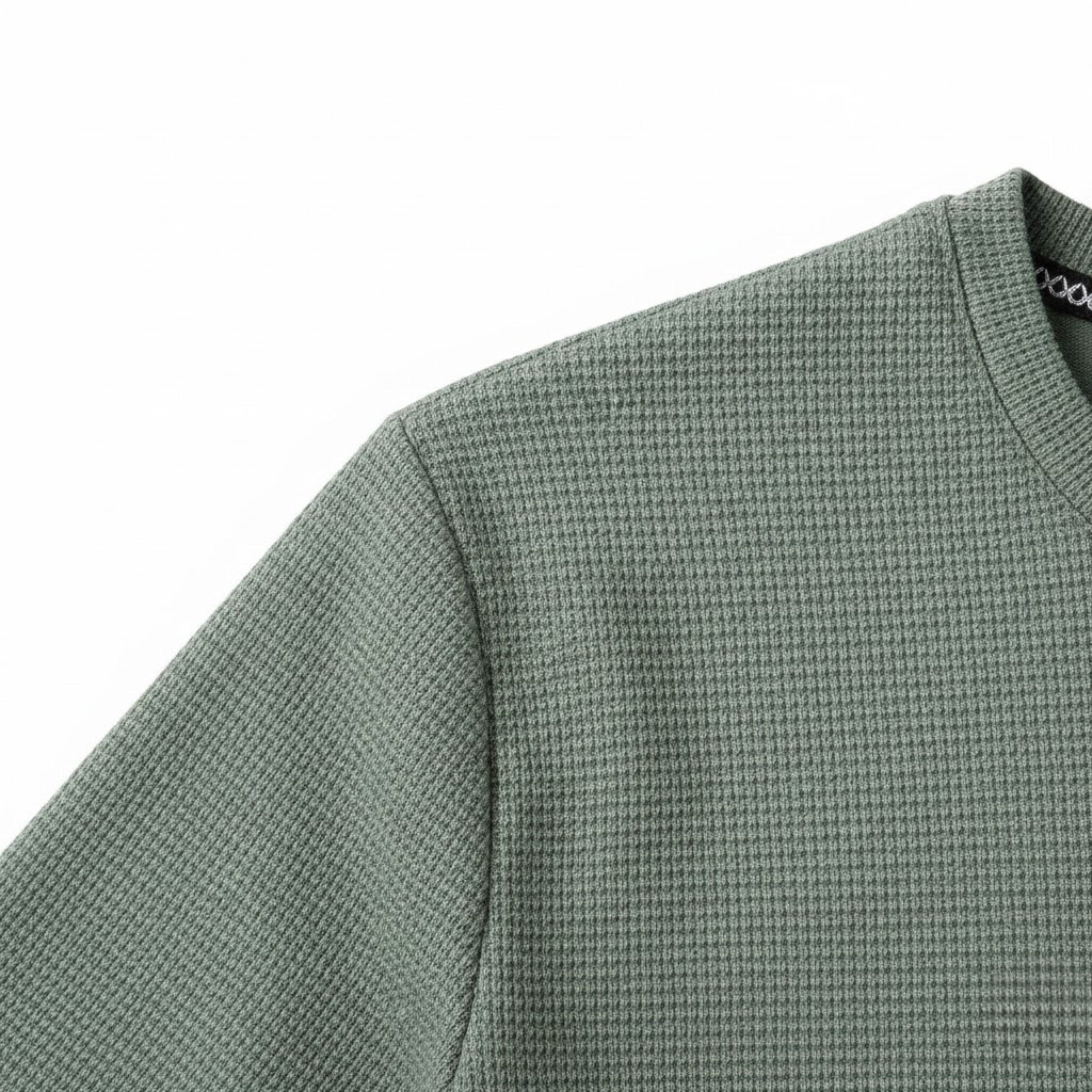 Herre waffle-strik T-shirt – kortærmet, åndbar afslappet pullover med rund hals
