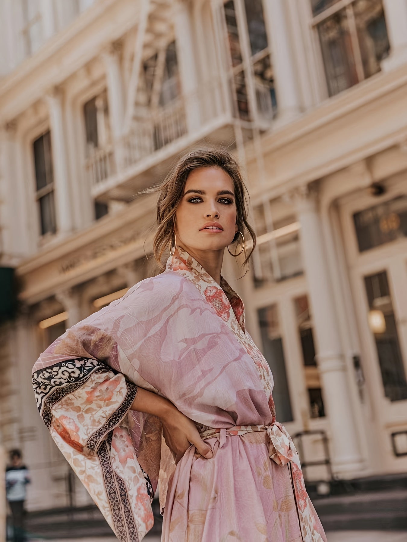 Greta Dames Kimono Jurk met Ceintuur en Bohemian Print – Lange Maxi Jurk