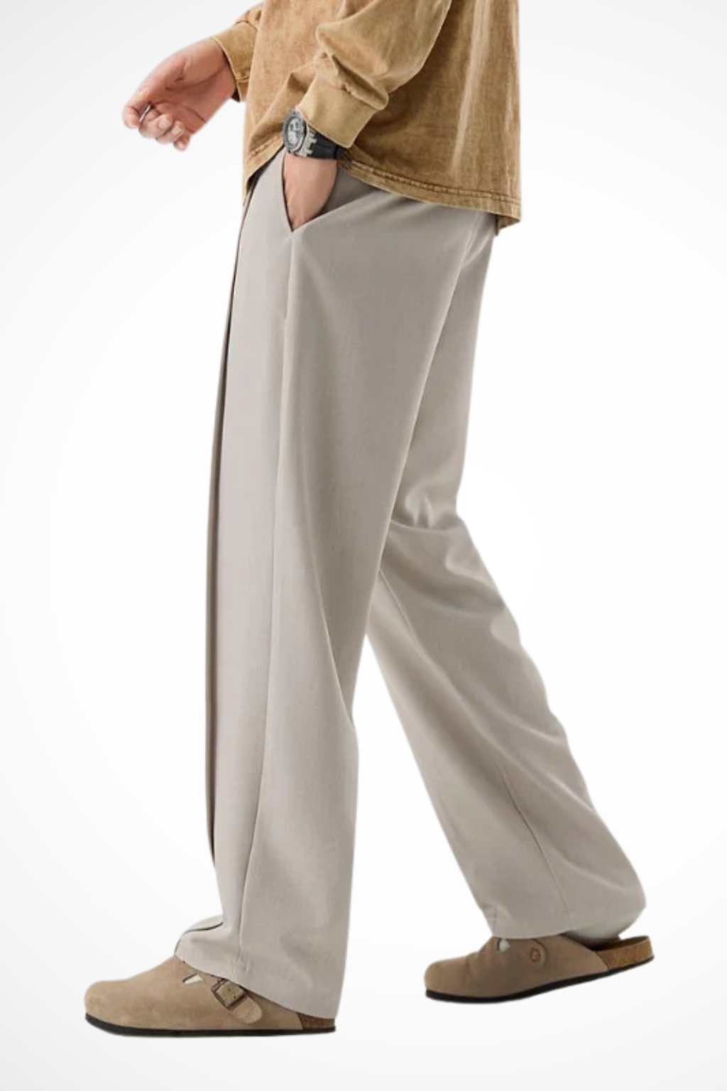 Corden | Pantalones a medida con plisado frontal, pierna ancha y dobladillo recto para hombre