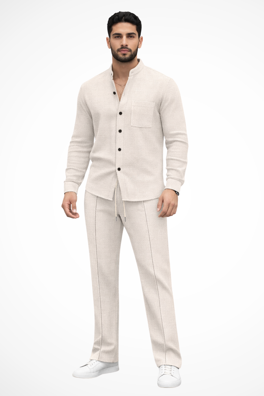 Barrington | Textured Button-Down Shirt and Pants 2-Piece Set for Men