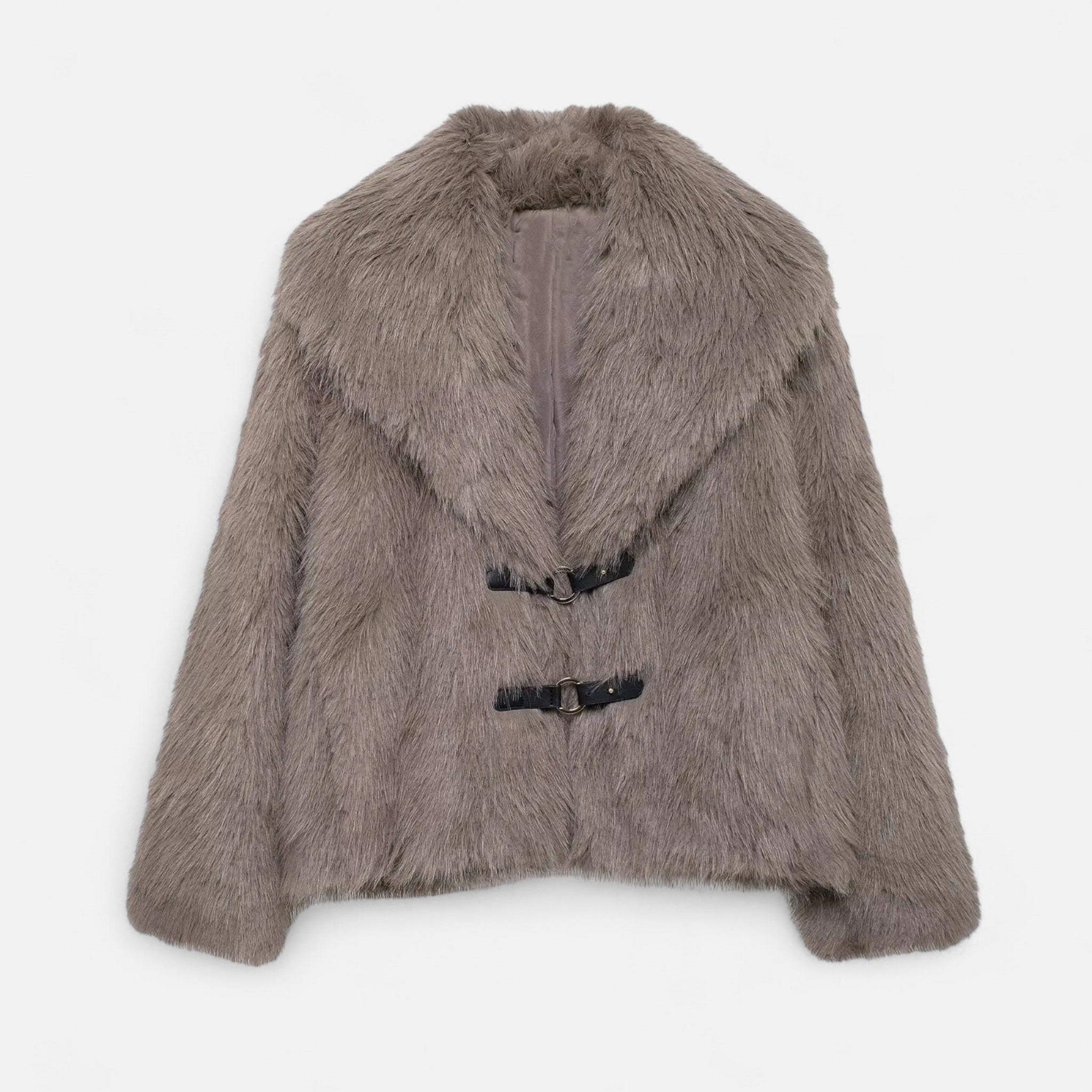 Faux fur-jakke til dame med klassisk krave