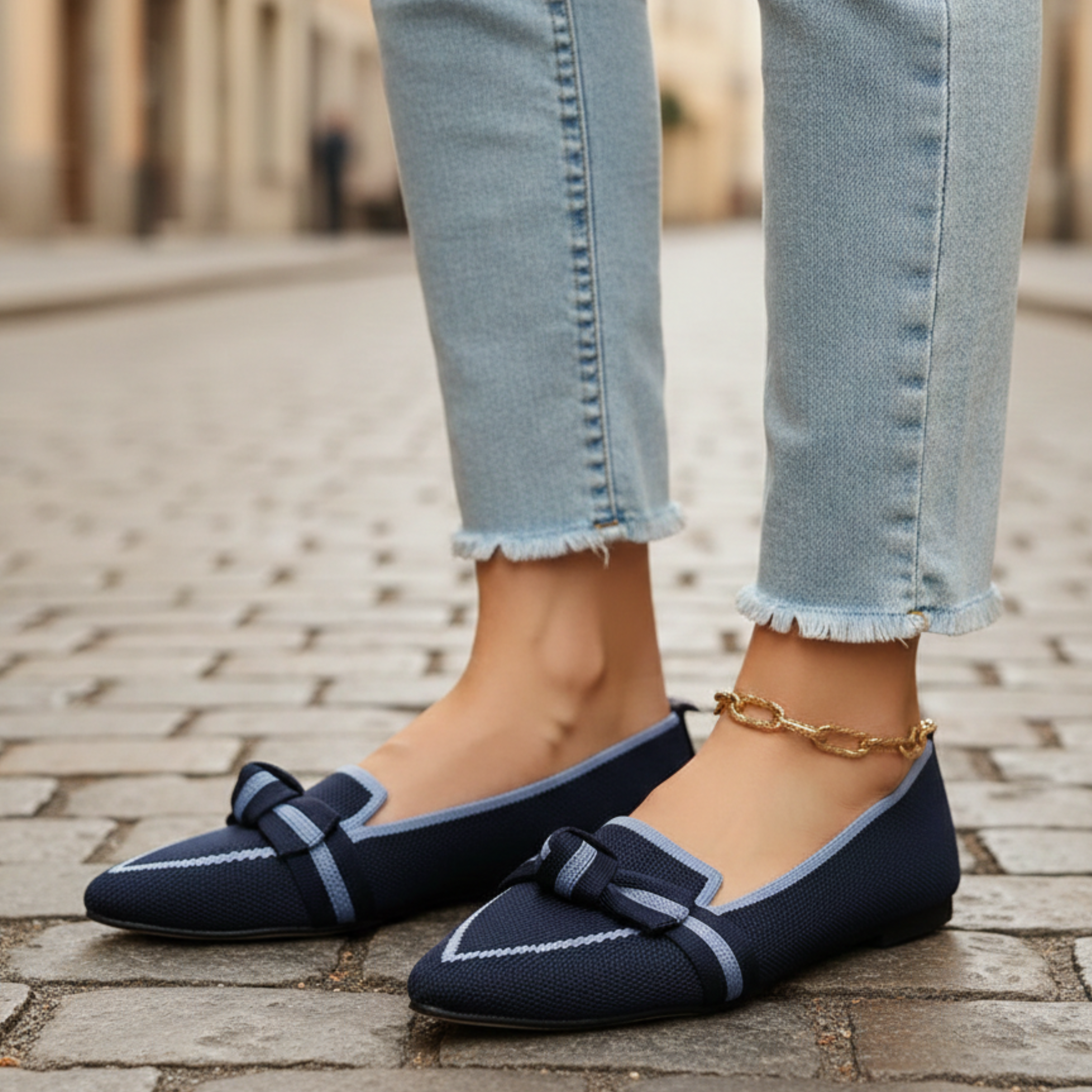 Zapatos ortopédicos de punta estrecha tipo mocasín de punto