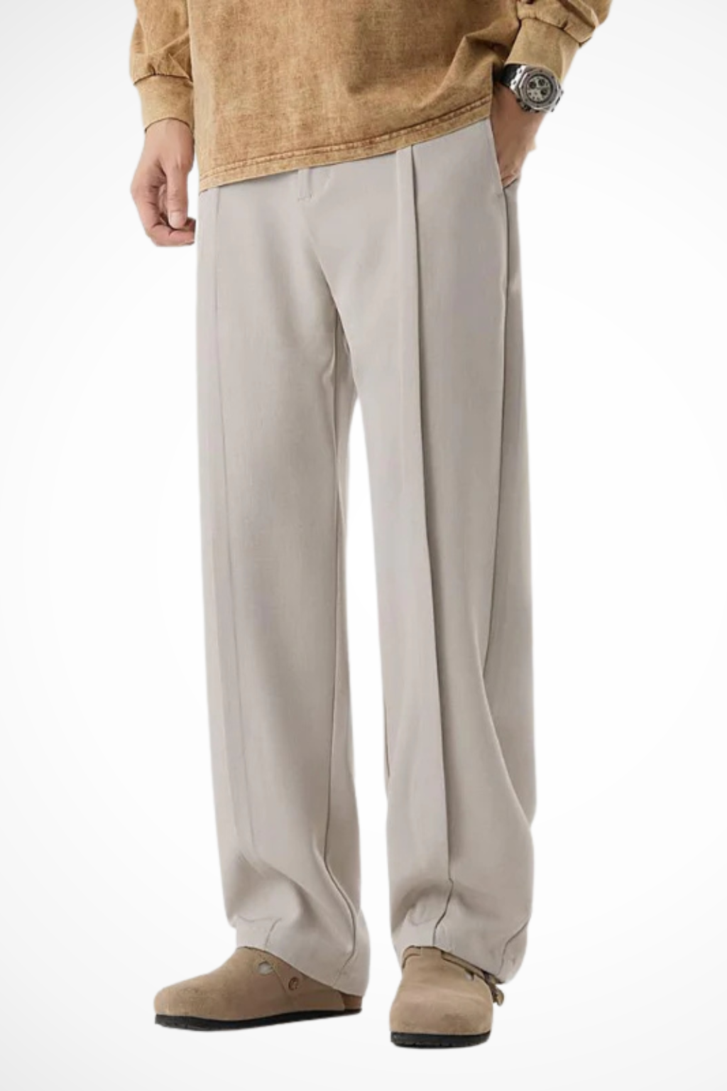 Corden | Pantalones a medida con plisado frontal, pierna ancha y dobladillo recto para hombre