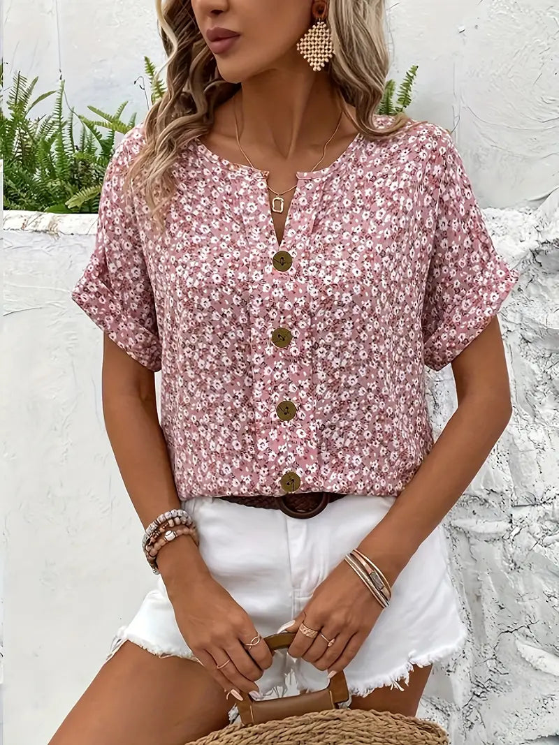 Stilfuld bluse med blomsterprint
