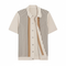 Men's Knit Polo Shirt Short Sleeve Striped Button Down Breathable Retro Casual Top