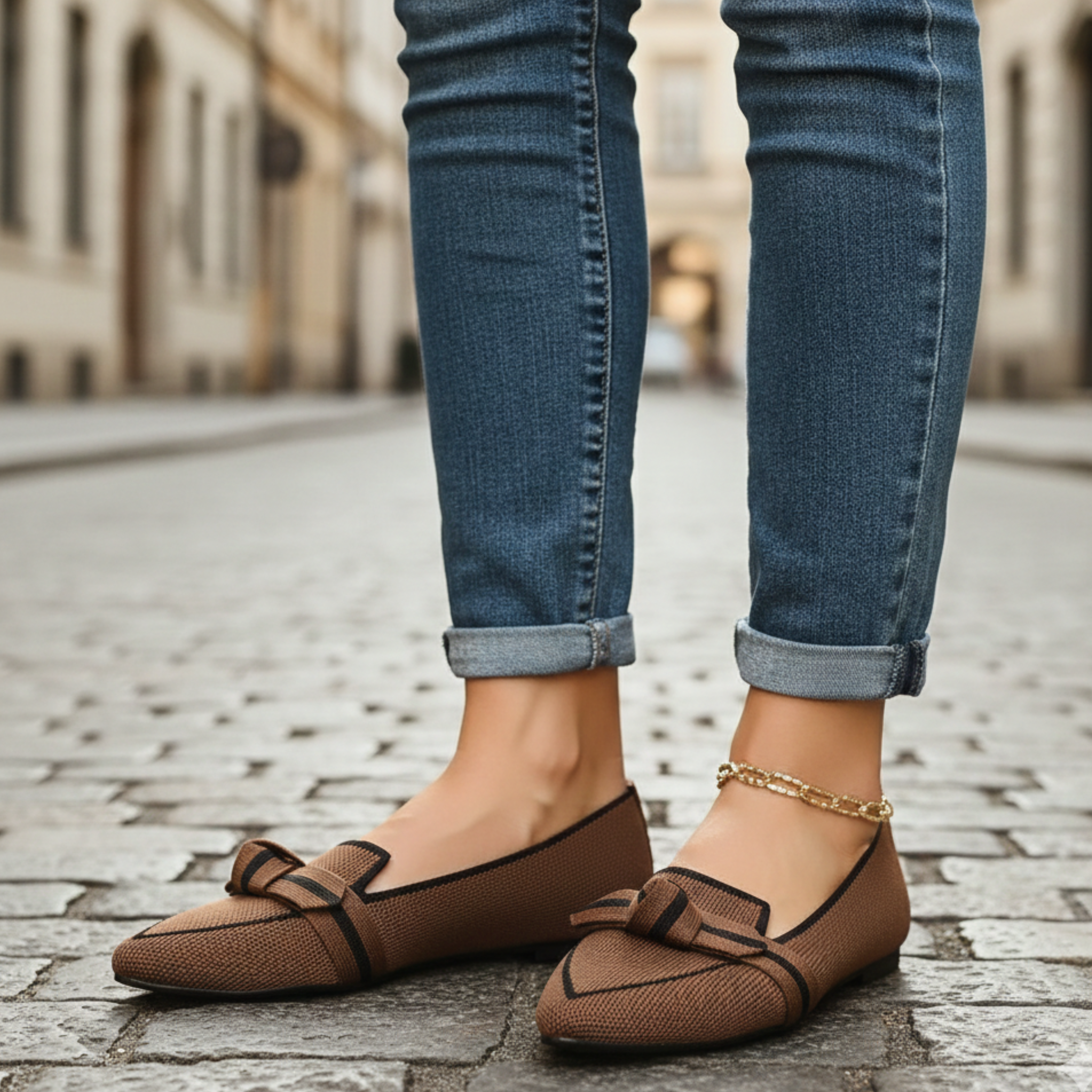 Zapatos ortopédicos de punta estrecha tipo mocasín de punto