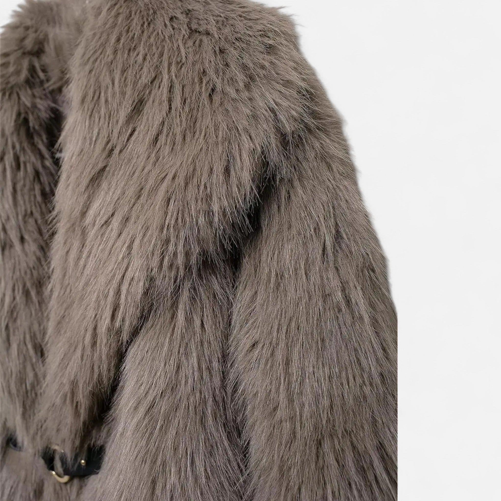 Faux fur-jakke til dame med klassisk krave