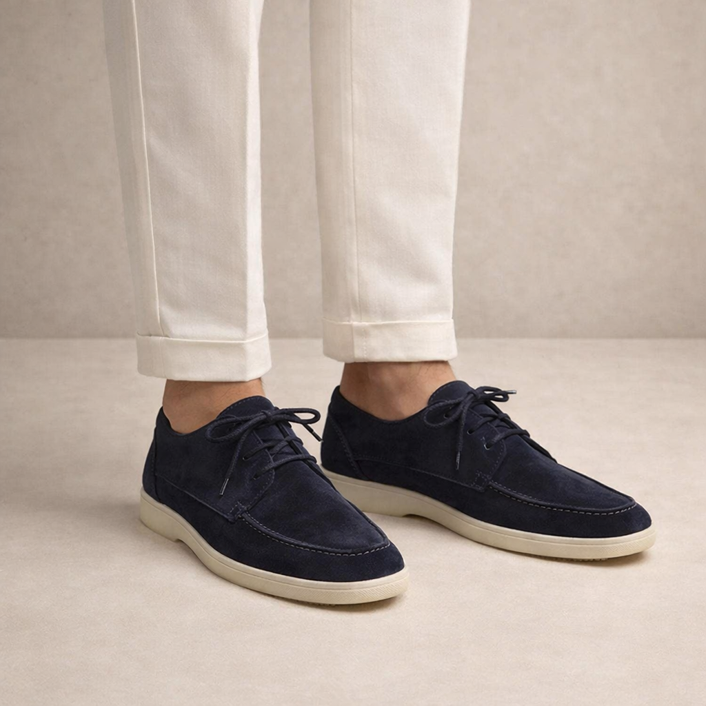 Herre Loafers i Ruskind med Snørelukning – Regular Fit