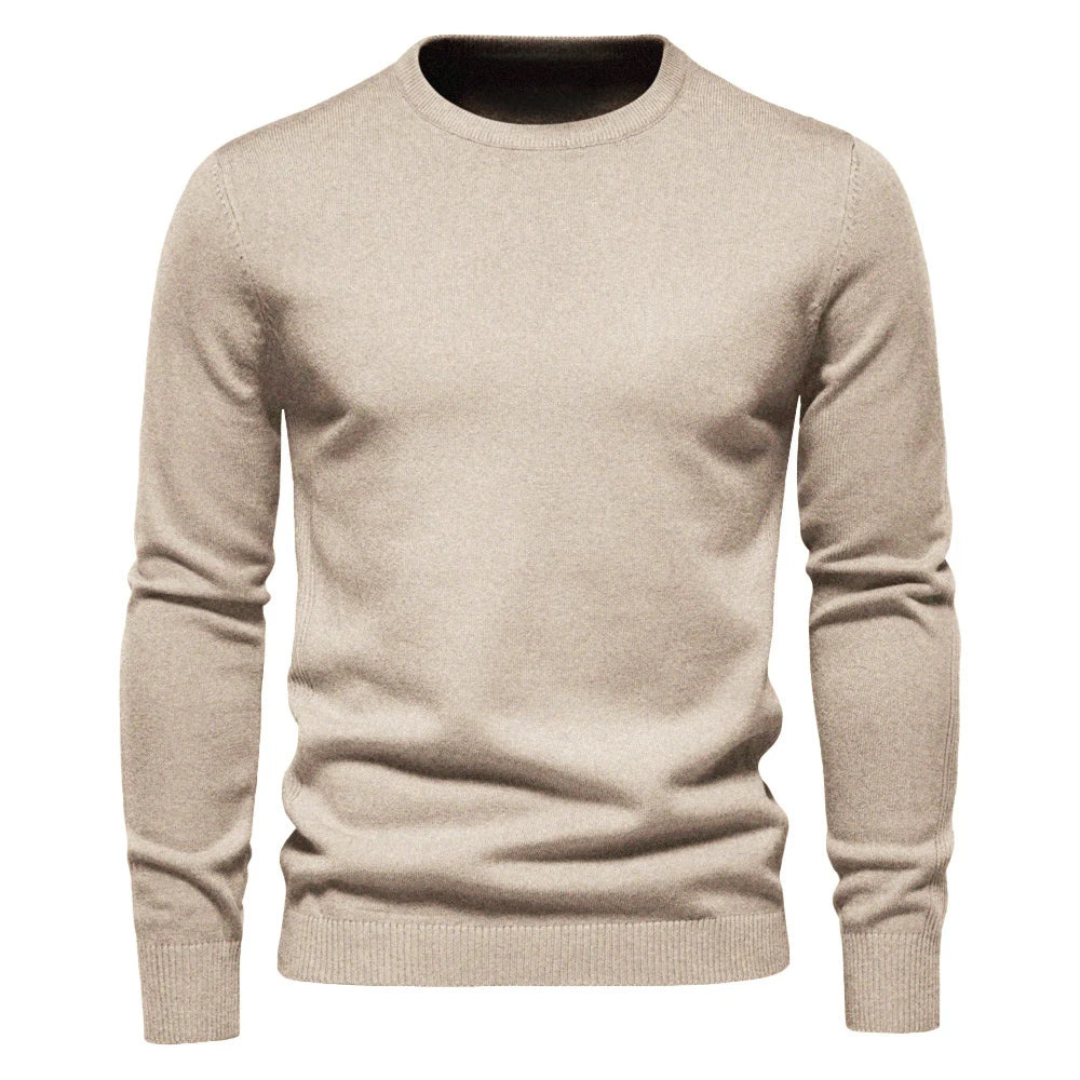 Bellivaro | Herre Elegant Striktrøje | Klassisk Rund Hals Pullover