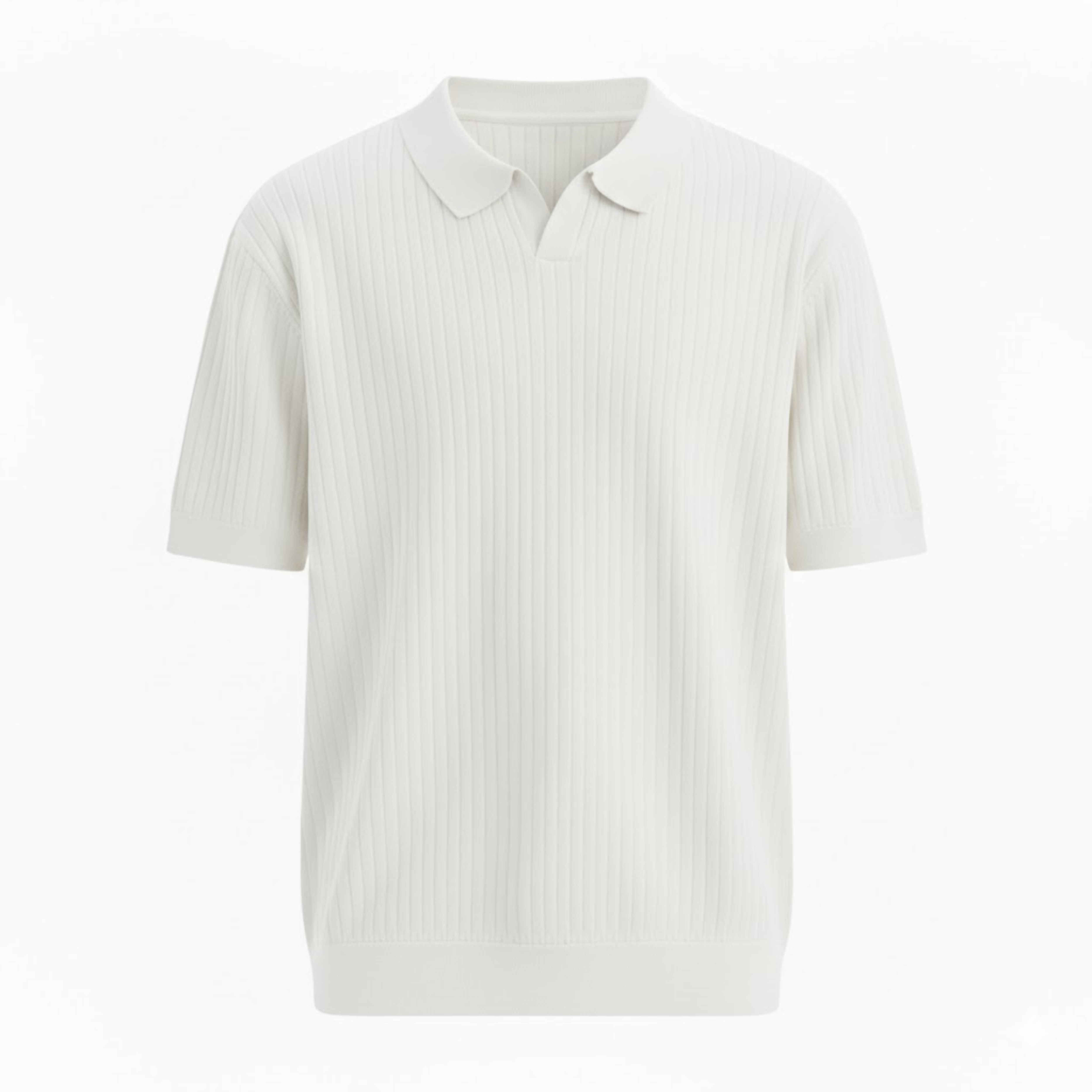 Ανδρικό slim fit ριμπ πλεκτό polo πουκάμισο κοντομάνικο, γρήγορου στεγνώματος, με ανοιχτό λαιμό, κορυφή για γκολφ