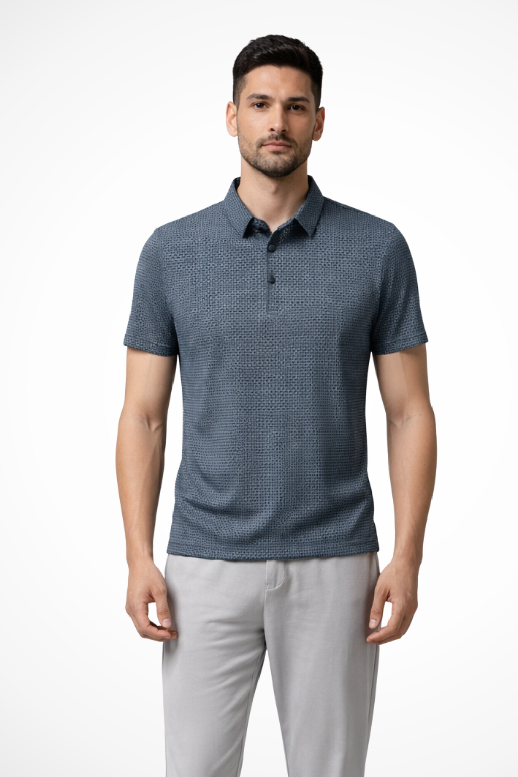 Elliot | Camisola de Pólo Formal de Malha Canelada Masculina de Manga Curta