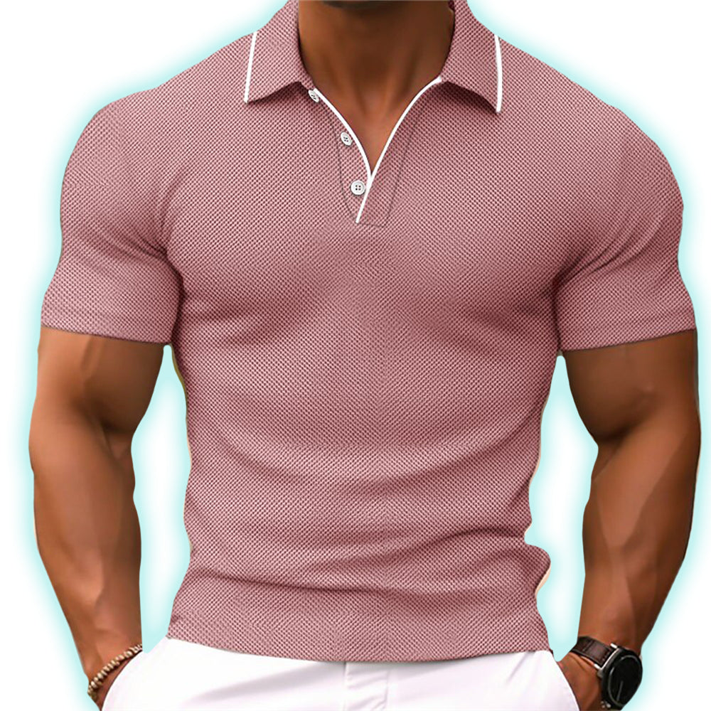 Slim fit polo til mænd med knapstolpe