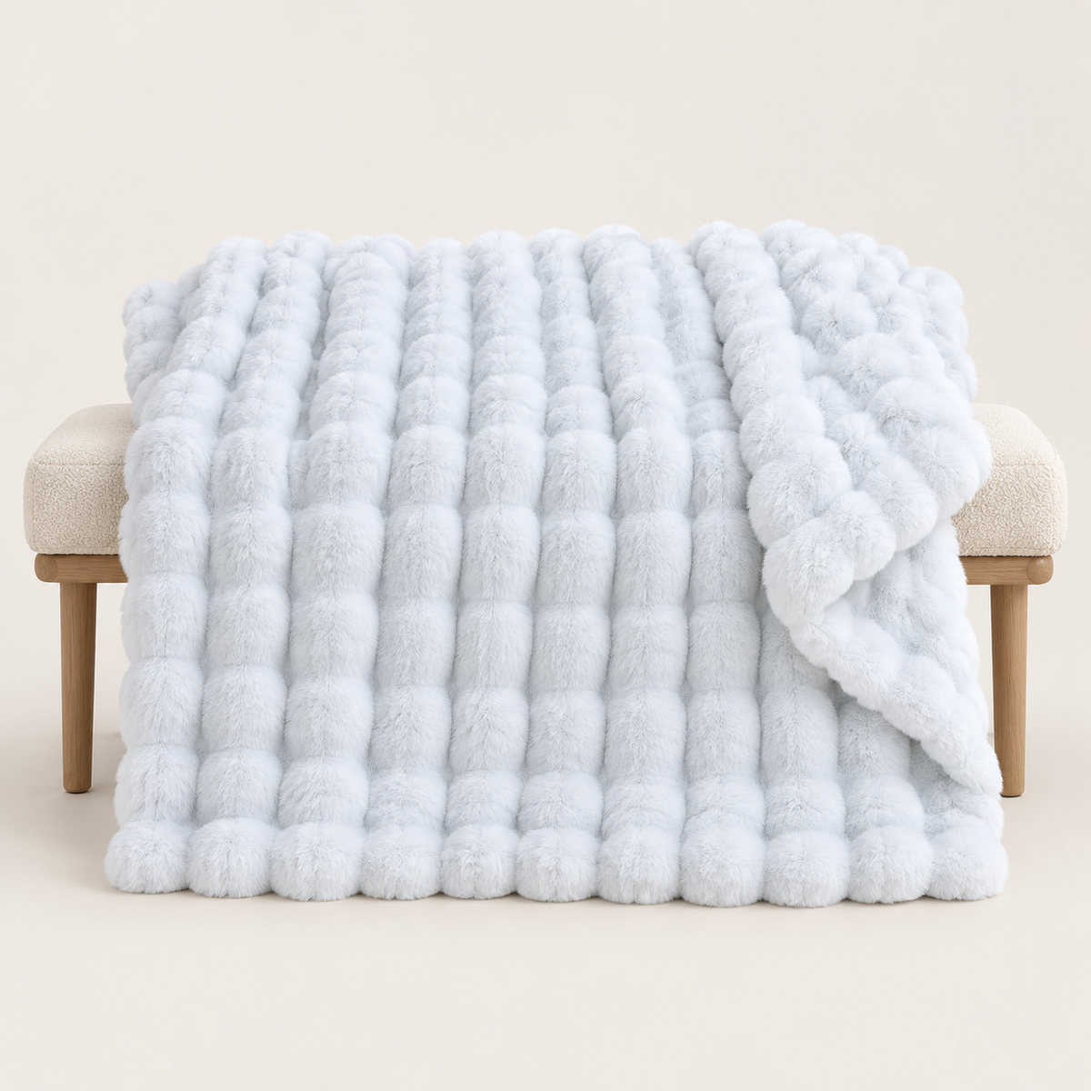 Fluffy Faux Fur Tæppe med Boblestruktur – 100 × 160 cm
