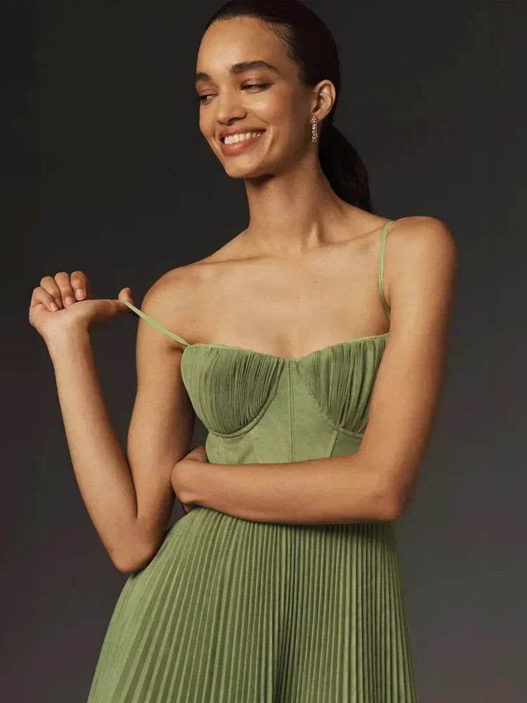 Abito plissettato con bustier e spalline sottili - Rosario
