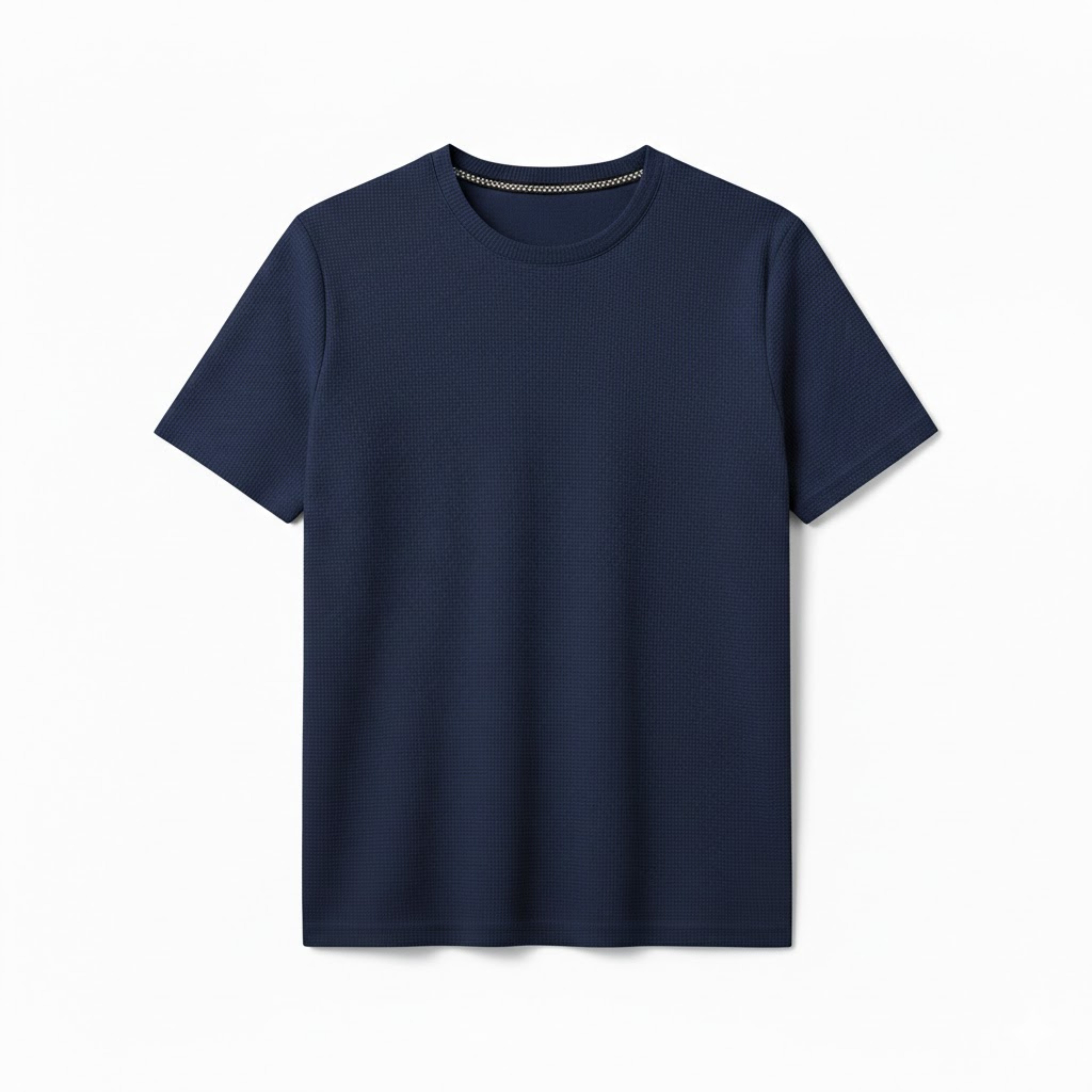 Herre waffle-strik T-shirt – kortærmet, åndbar afslappet pullover med rund hals