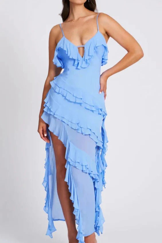 Aiah | Flæset Asymmetric Spaghetti Strap Dress