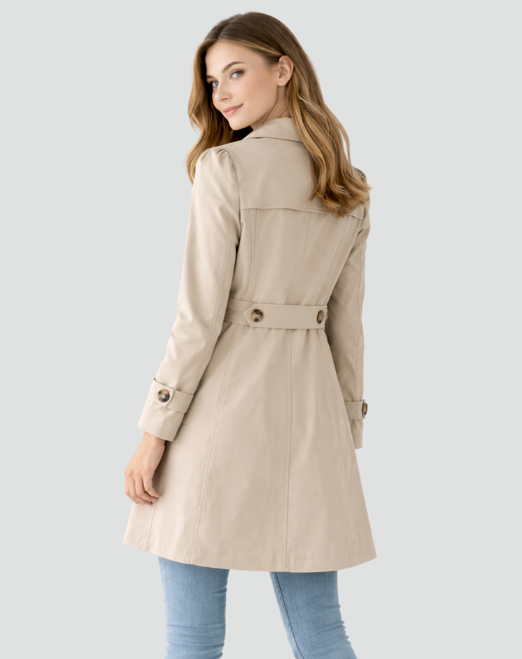 Trenchcoat til damer - Slim fit, letvægt med klassisk reverskrave