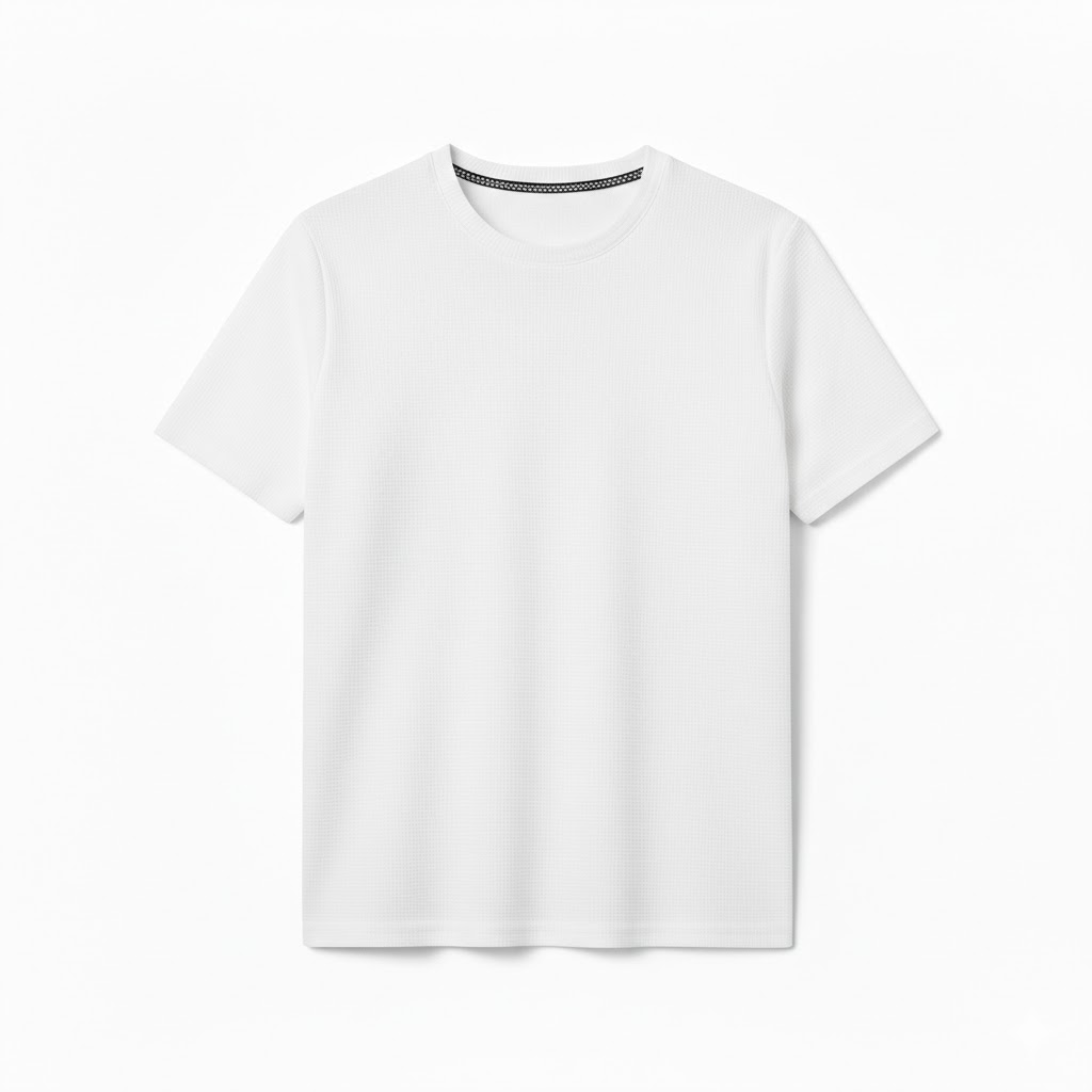 Herre waffle-strik T-shirt – kortærmet, åndbar afslappet pullover med rund hals