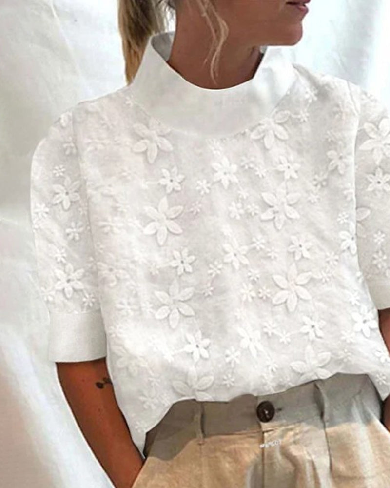 Blusa de algodão moderna com gola alta