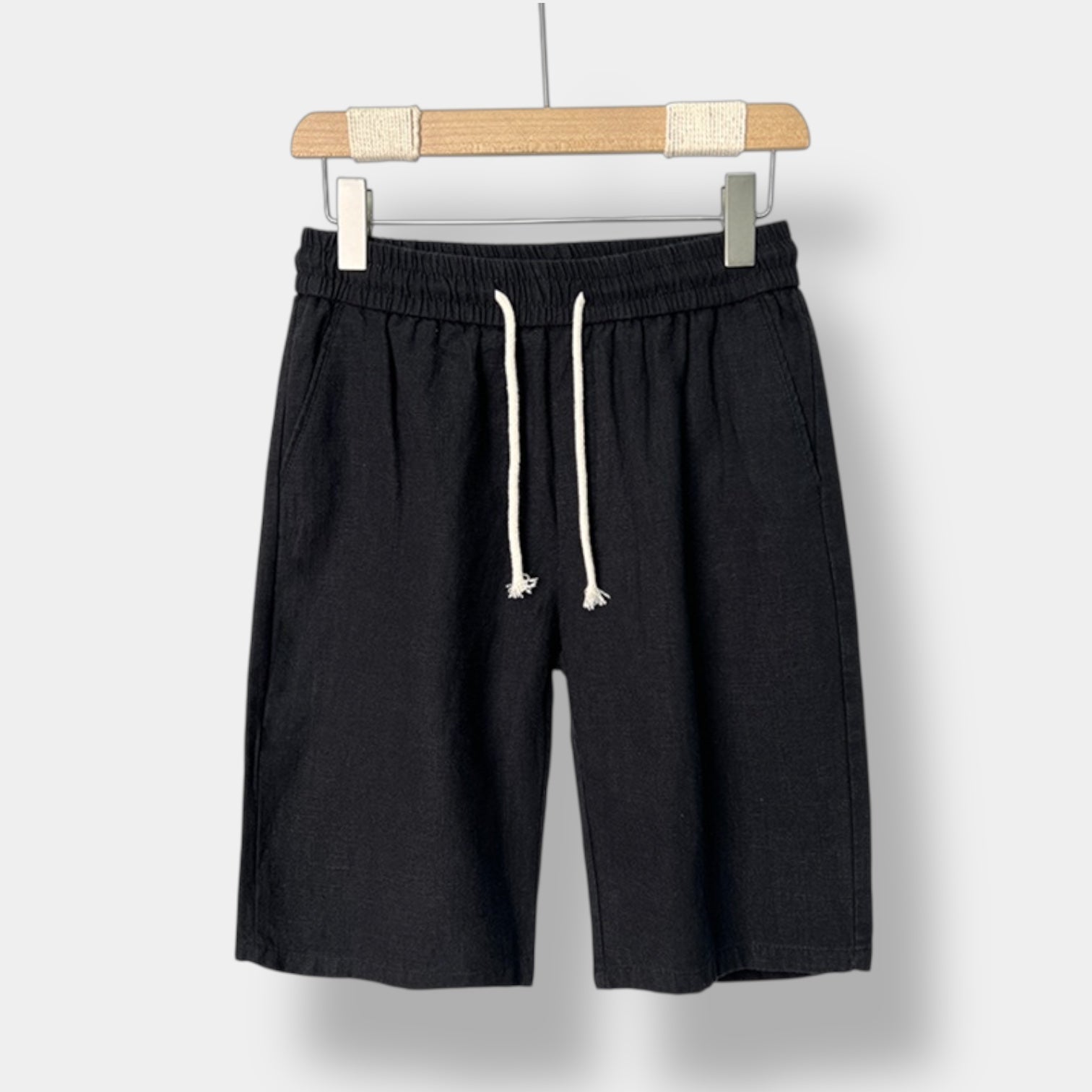 Shorts elegantes para hombre, corte relajado, talle medio con bolsillos