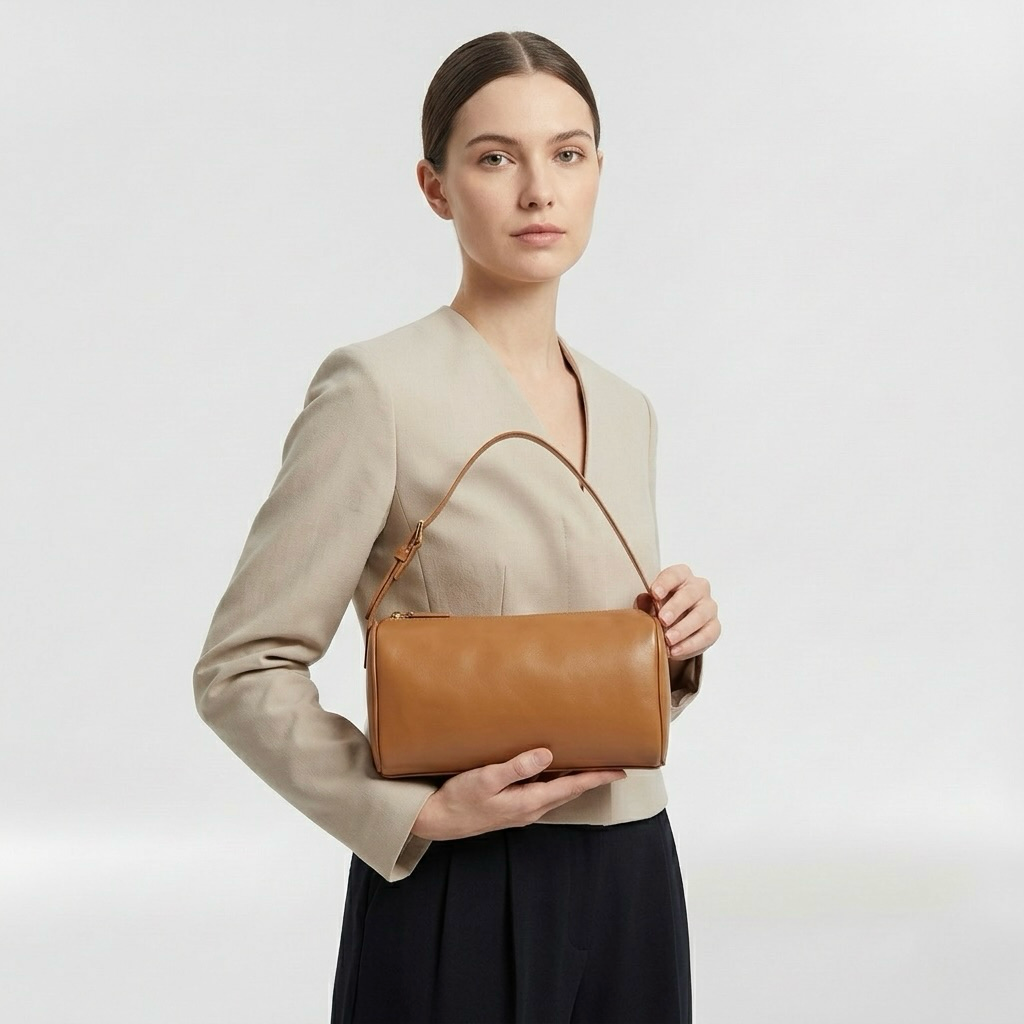 Borsa a spalla in pelle da donna con manico superiore per uso quotidiano