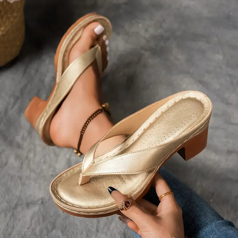 Abigail | Sandalias de tacón bloque con plantilla ergonómica - Diseño en cuero vegano