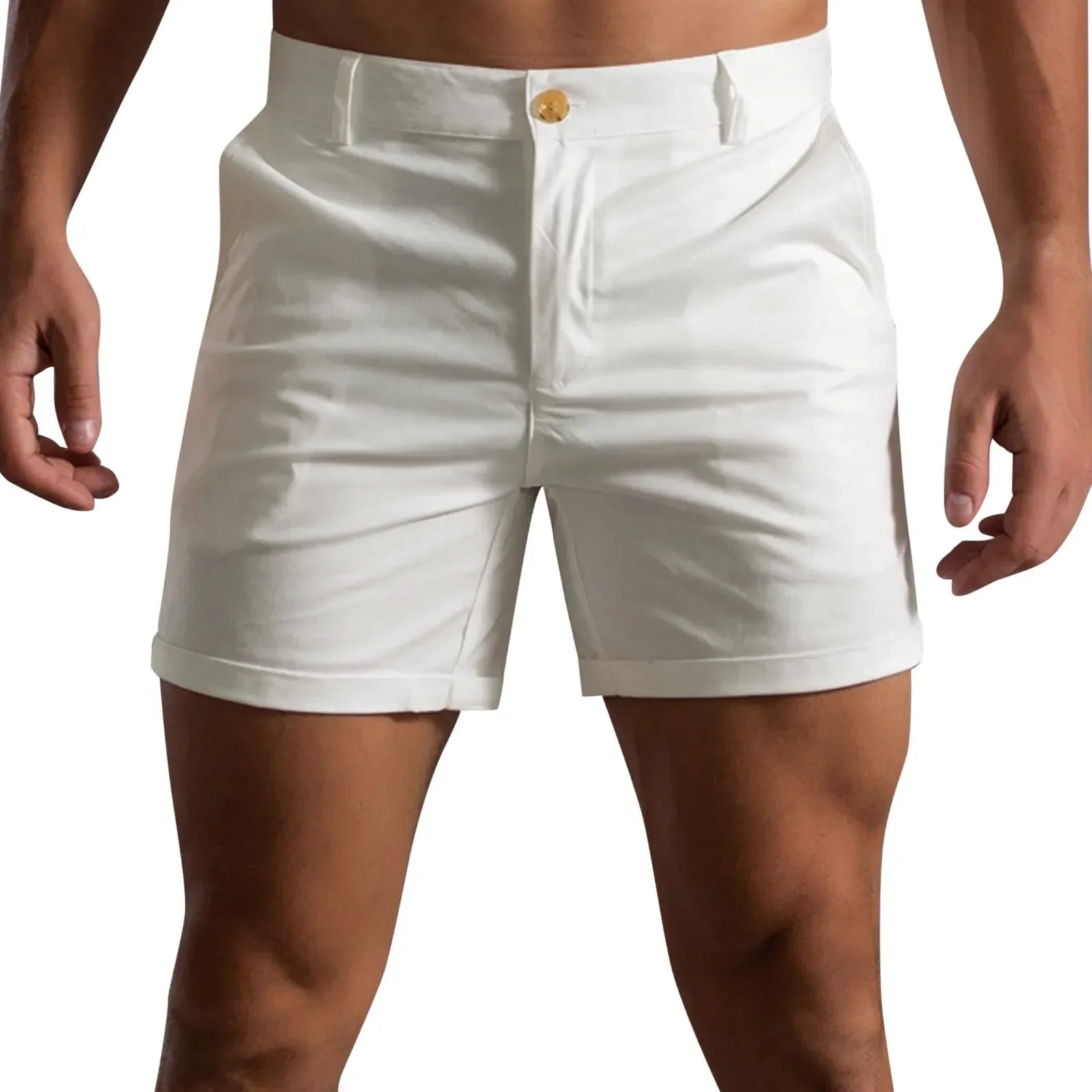 Calções Chino Homem – Slim Fit em Tecido Elástico, Fecho de Botão