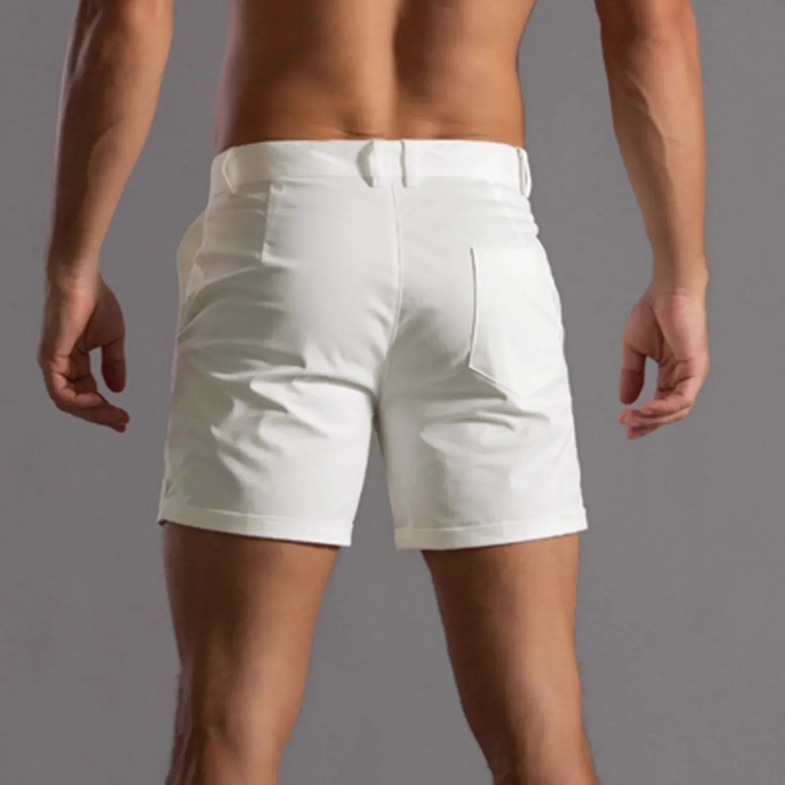 Pantalones cortos chino para hombre – Tejido elástico slim fit, cierre de botones