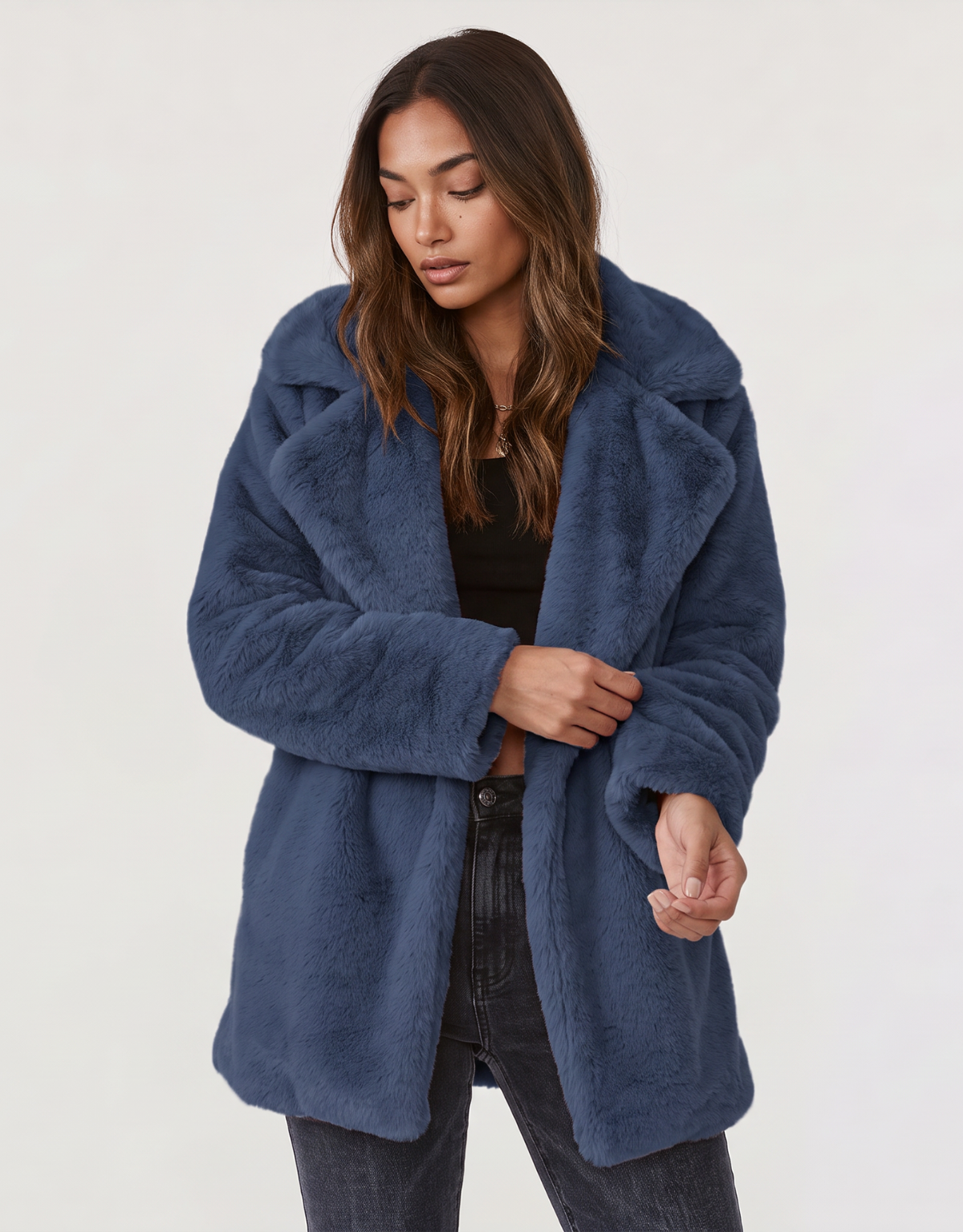 Tekstureret Striksweater til Kvinder med Rullekrave