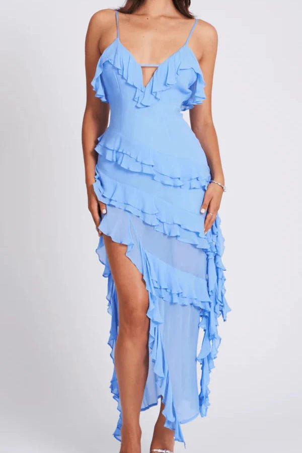 Aiah | Flæset Asymmetric Spaghetti Strap Dress