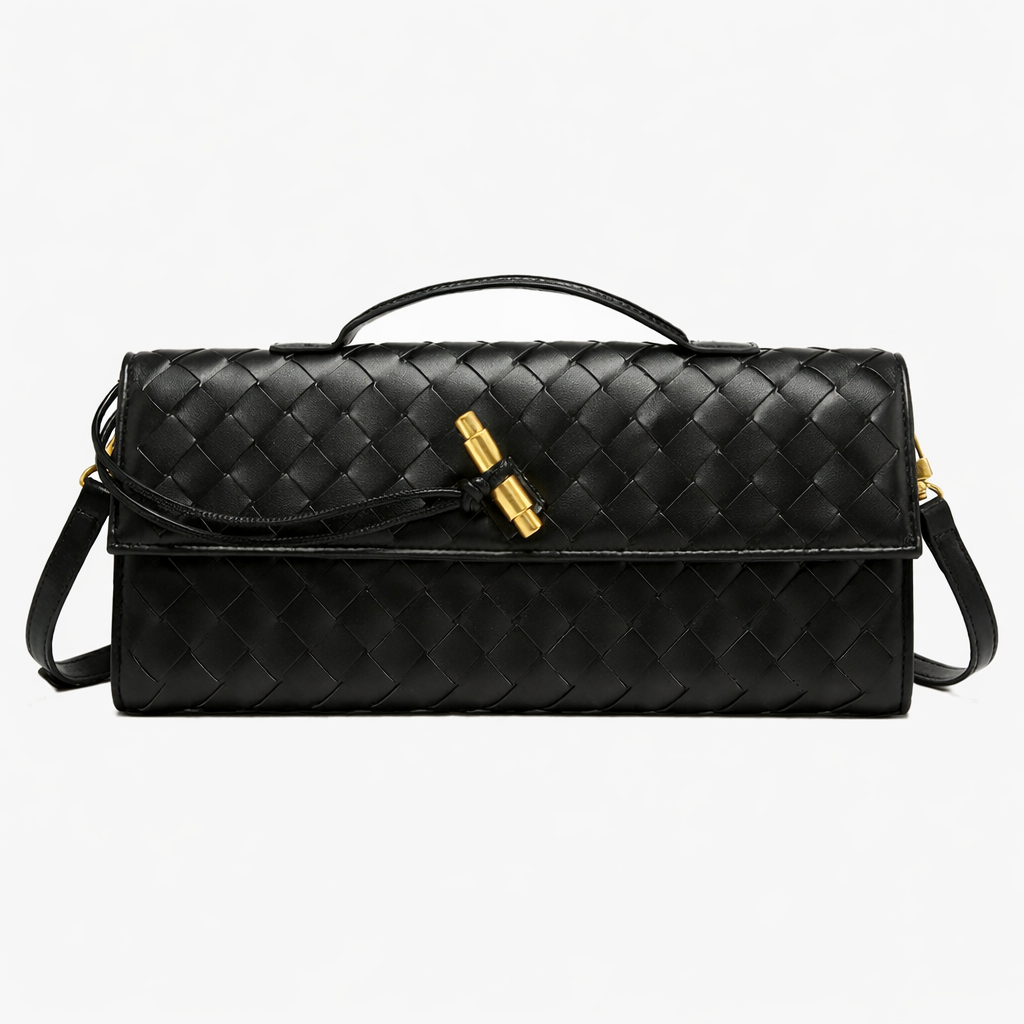 Flettet Clutch Taske med Skulderrem – Elegant Aftentaske