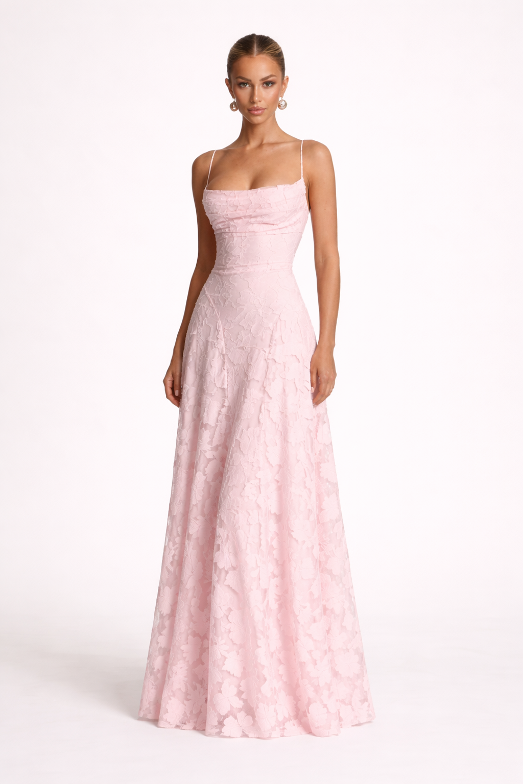 Vestido longo elegante com alças e decote reto - Lily