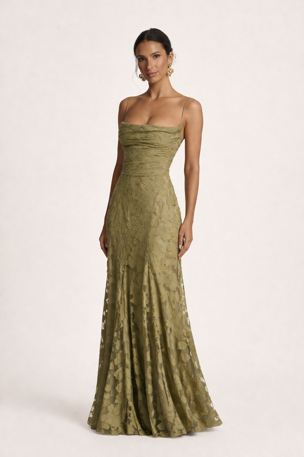 Elegante abito lungo con spalline e scollo dritto - Lily