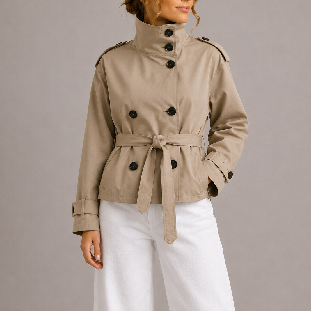 Cropped Trenchcoat til Kvinder med Bælte