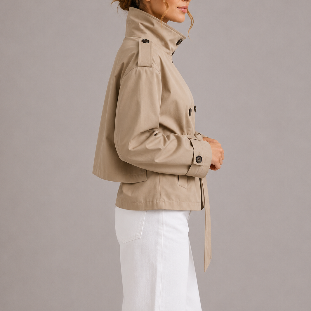 Cropped Trenchcoat til Kvinder med Bælte