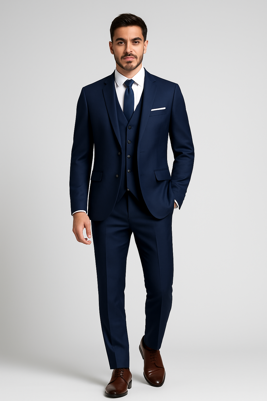 Elegáns 3-darabos slim fit öltöny férfiaknak