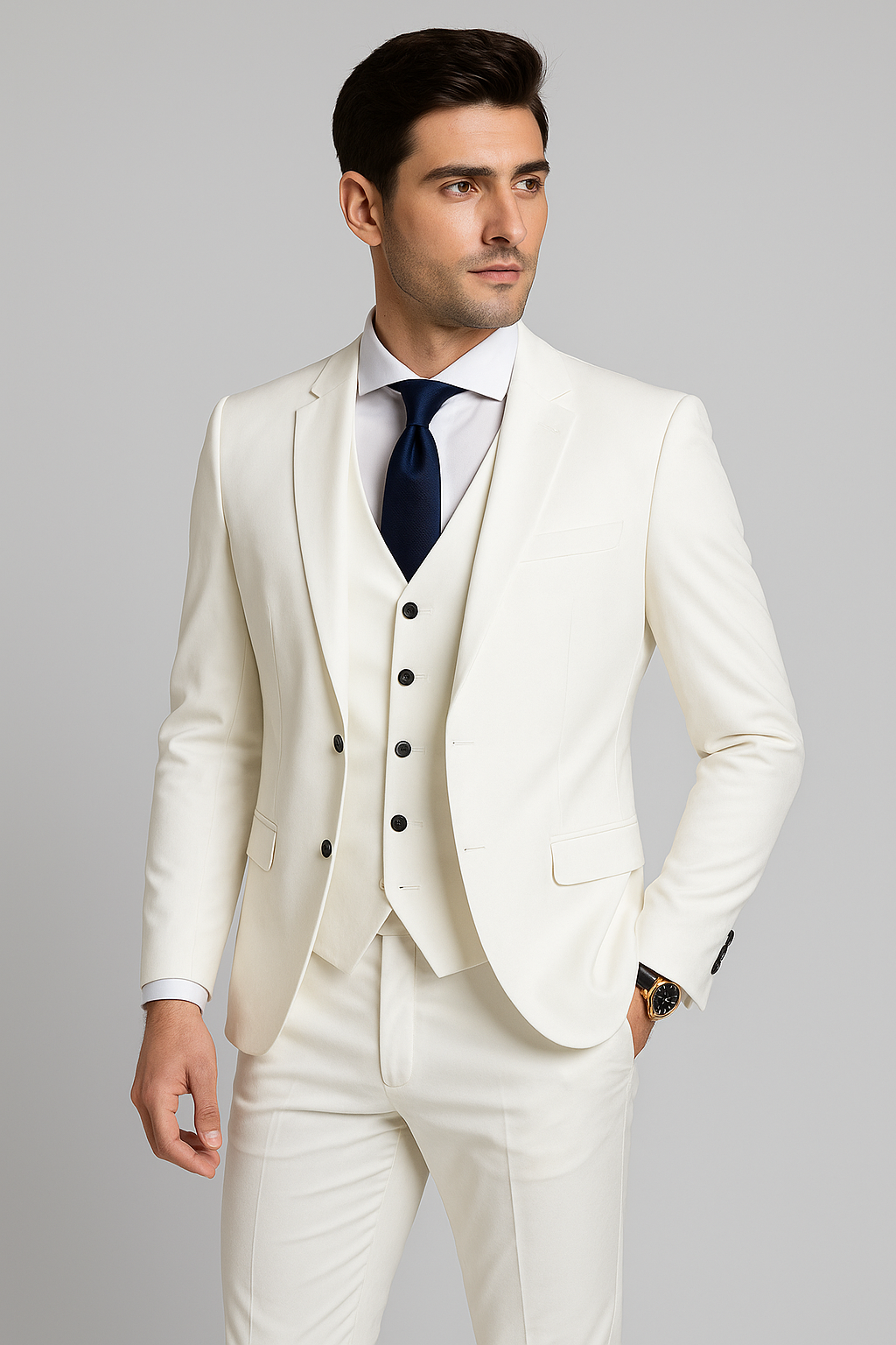 Elegáns 3-darabos slim fit öltöny férfiaknak