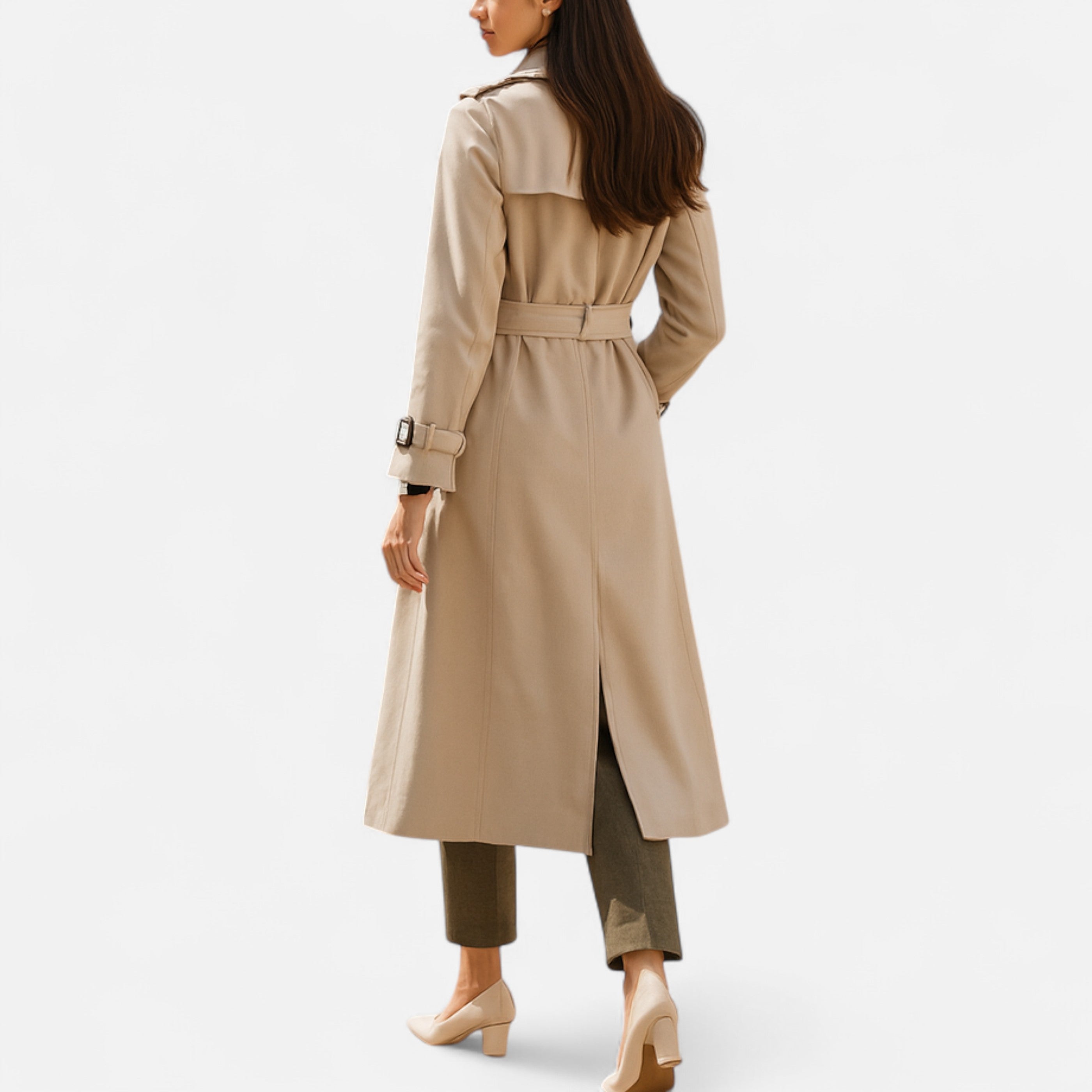 Damen Trenchcoat mit Gürtel – Langer Mantel