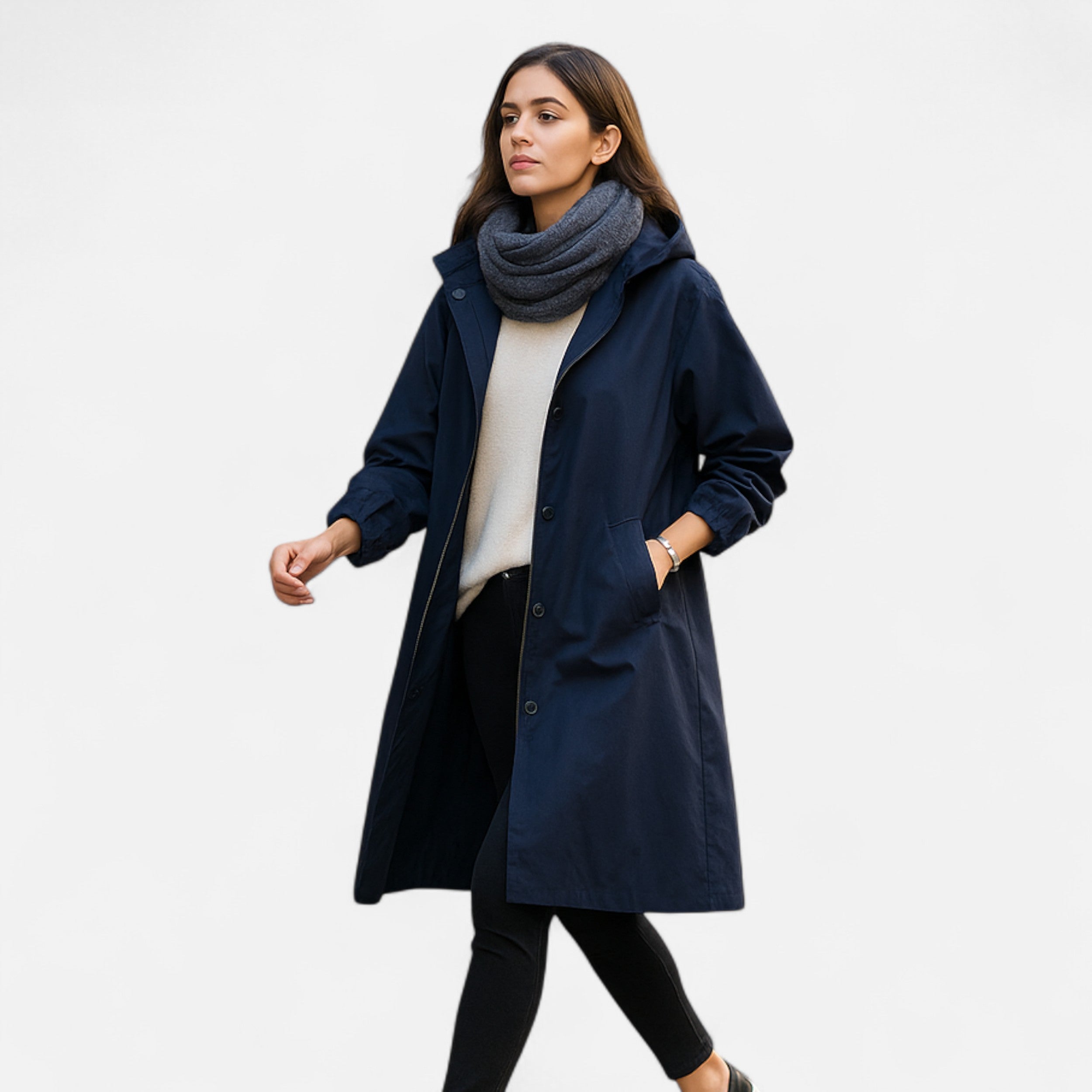 Αδιάβροχο διαχρονικό trench coat με κουκούλα για γυναίκες