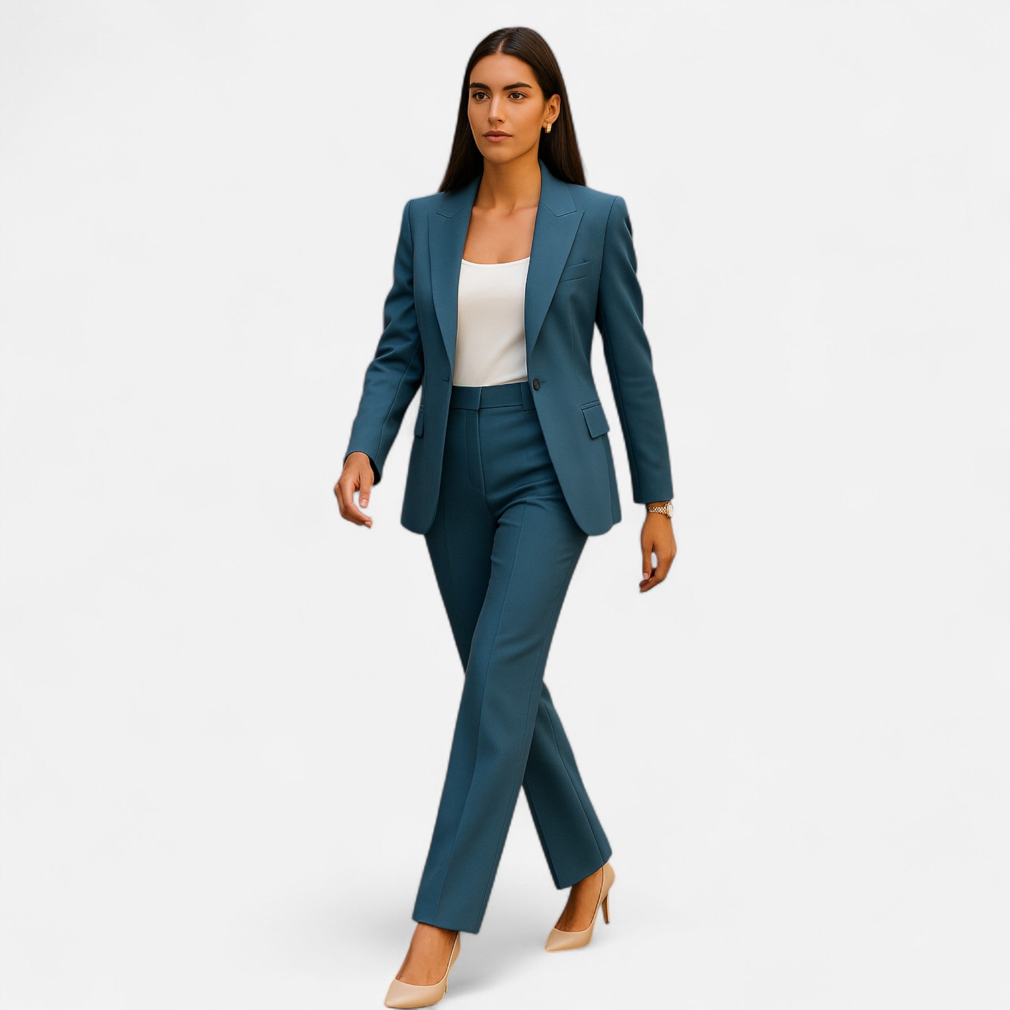 Elegant dame-sastreæt med blazer og bukser