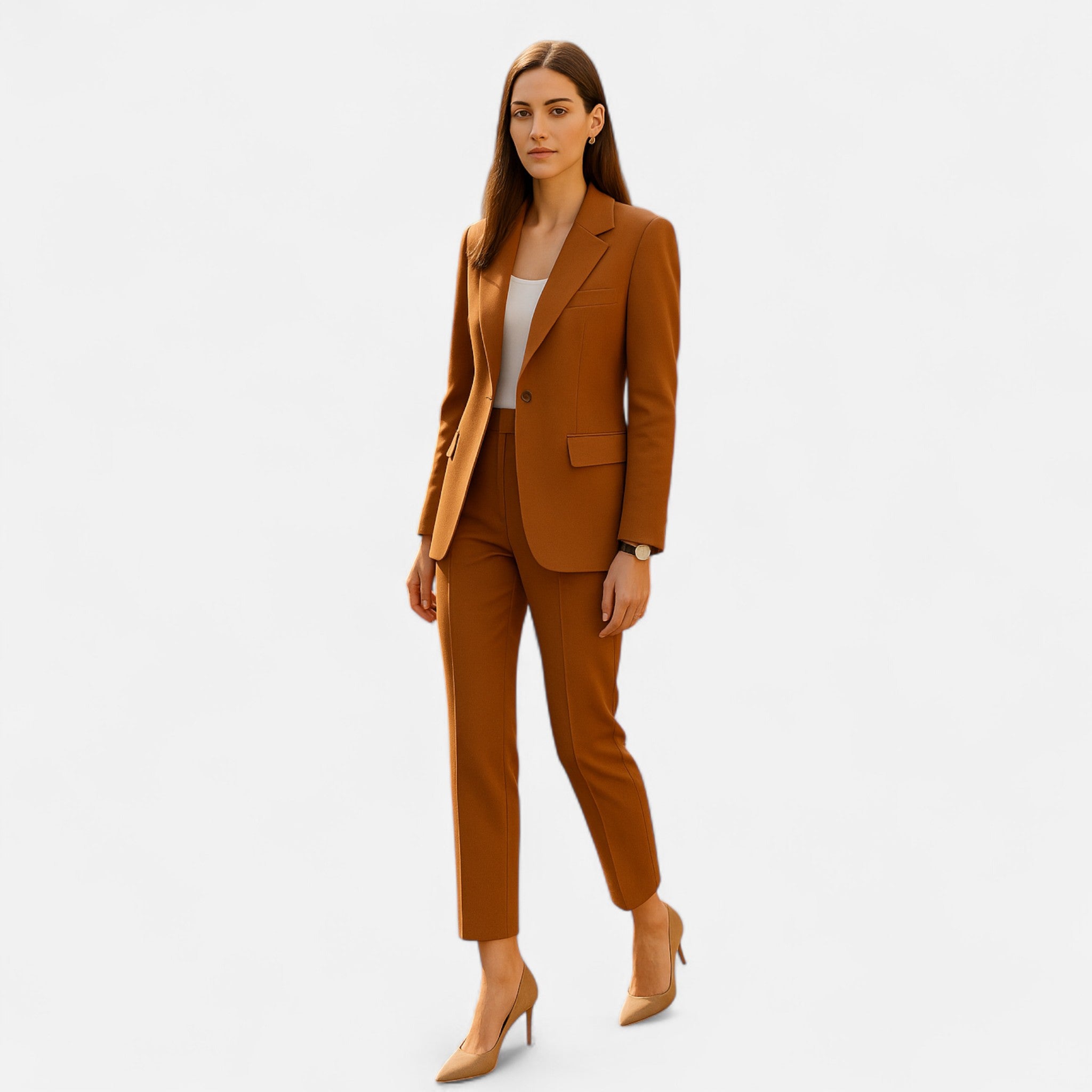 Elegant dame-sastreæt med blazer og bukser