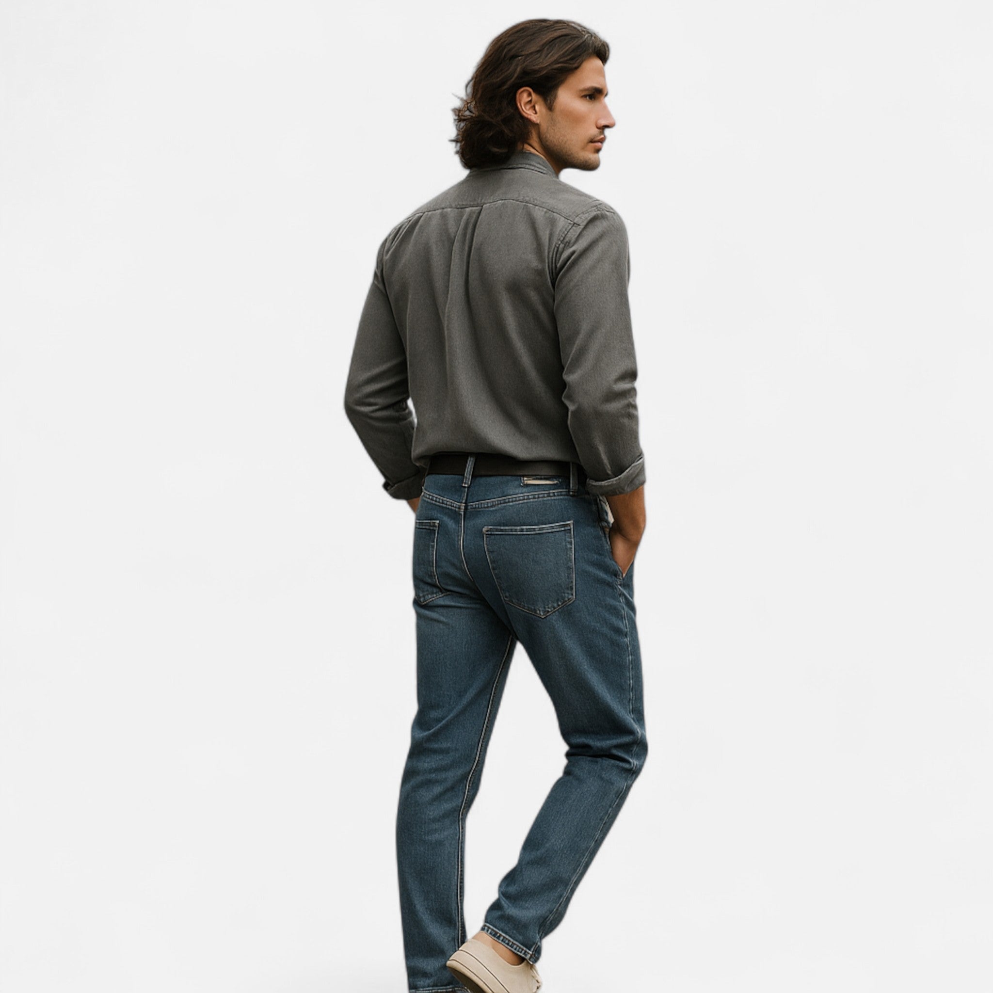Camicia di jeans classica da uomo in cotone premium