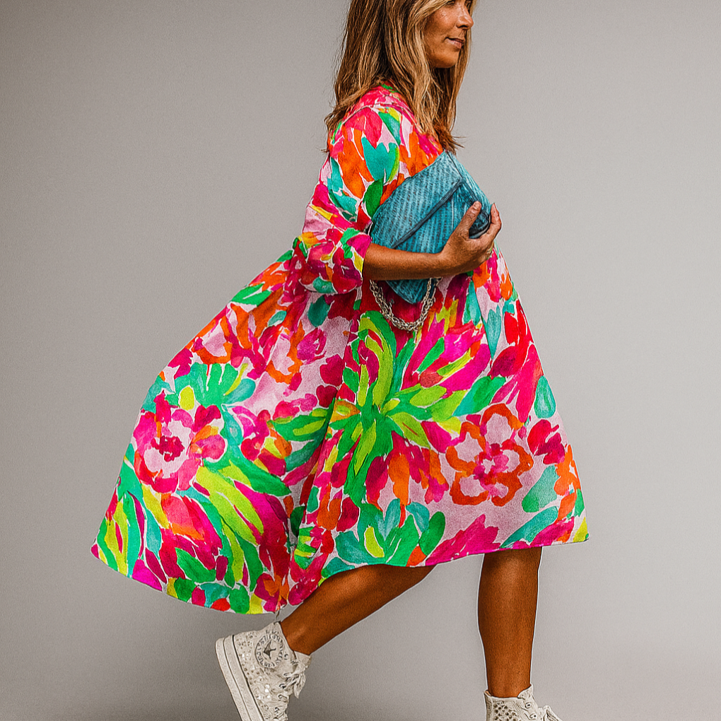 Vestido midi oversize con estampado floral