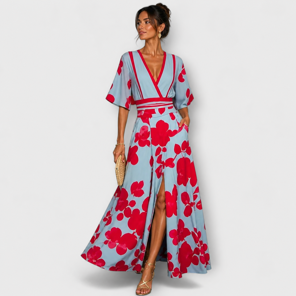 Vestido elegante ajustado con estampado floral