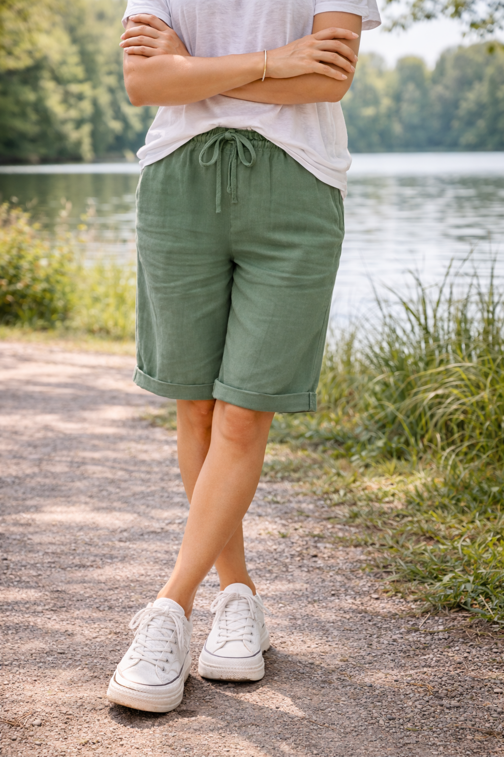 Chloe | Shorts de algodón para mujer con cordón a la altura de la rodilla