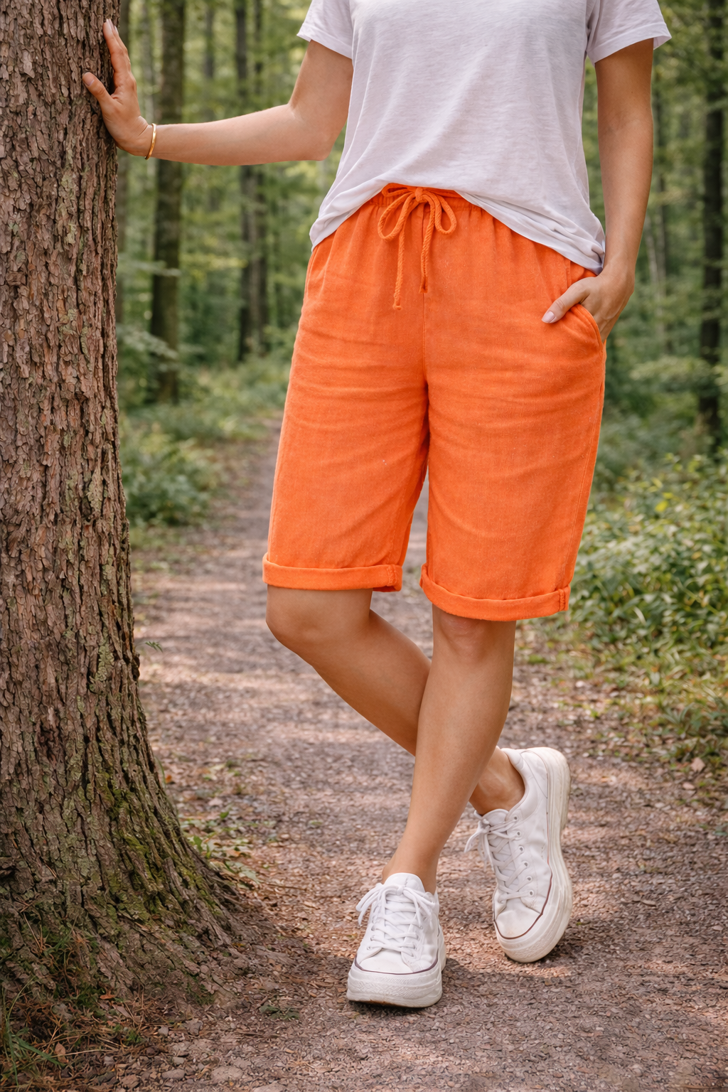 Chloe | Shorts de algodón para mujer con cordón a la altura de la rodilla