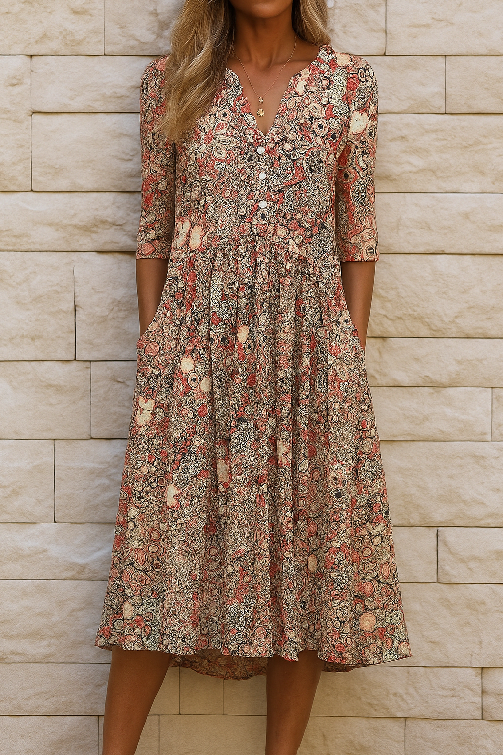 Elegant dress with V-neckline