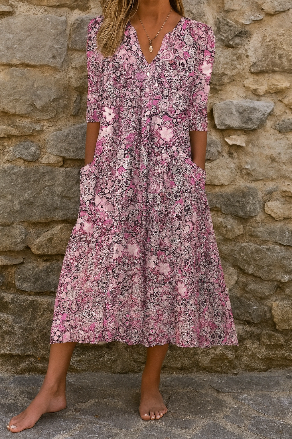 Elegant dress with V-neckline